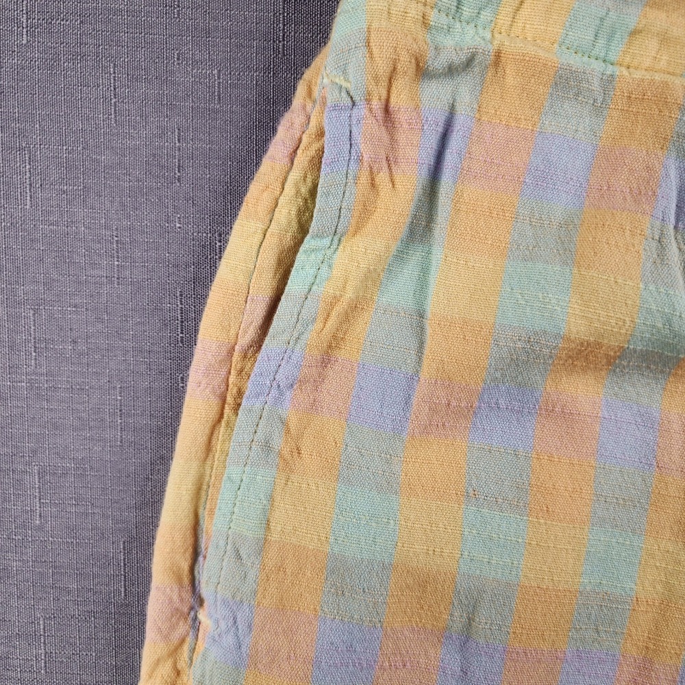 Billabong Into You Womens Pants Large Colorful Gingham Plaid Wide Leg Summer L - Picture 9 of 11